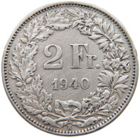 SWITZERLAND 2 FRANCS 1940 #s094 0097 - 2 Francs