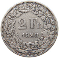 SWITZERLAND 2 FRANCS 1920 #s094 0099 - 2 Francs
