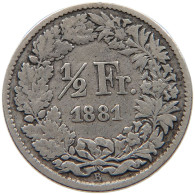 SWITZERLAND 1/2 FRANC FRANKEN 1881 #s100 0853 - 1/2 Franken