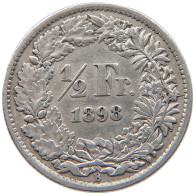 SWITZERLAND 1/2 FRANC FRANKEN 1898 #s100 0855 - 1/2 Franc