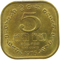 SRI LANKA 5 CENTS 1975 #s096 0567 - Sri Lanka