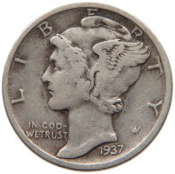 UNITED STATES OF AMERICA DIME 1937 MERCURY #s091 0243 - 1916-1945: Mercury (Mercurio)