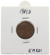 UNITED STATES OF AMERICA CENT 1981 D LINCOLN #alb072 0117 - 1959-…: Lincoln, Memorial Reverse