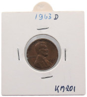 UNITED STATES OF AMERICA CENT 1963 D LINCOLN #alb071 0747 - 1959-…: Lincoln, Memorial Reverse