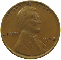 UNITED STATES OF AMERICA CENT 1938 LINCOLN #s091 0307 - 1909-1958: Lincoln, Wheat Ears Reverse