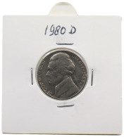 UNITED STATES OF AMERICA NICKEL 1980 D JEFFERSON #alb070 0567 - 1938-…: Jefferson