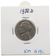 UNITED STATES OF AMERICA NICKEL 1970 D JEFFERSON #alb070 0547 - 1938-…: Jefferson