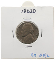 UNITED STATES OF AMERICA NICKEL 1963 D JEFFERSON #alb070 0507 - 1938-…: Jefferson