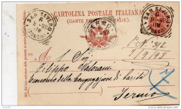1898   CARTOLINA CON ANNULLO S. SEVERO FOGGIA - Stamped Stationery