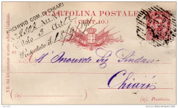 1889  CARTOLINA CON  ANNULLO CHIARI - Entiers Postaux