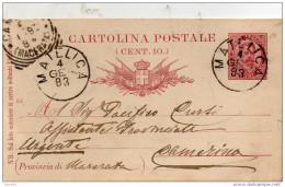 1893  CARTOLINA CON ANNULLO MATELICA MACERATA - Stamped Stationery