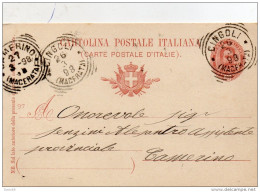 1898 CARTOLINA CON ANNULLO CINGOLI MACERATA - Stamped Stationery