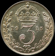 LaZooRo: Great Britain 3 Pence 1915 UNC - Silver - F. 3 Pence