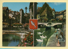 74. Le Vieil ANNECY – 2 Vues / Blason / Cygnes (animée)(voir Scan Recto/verso) - Annecy-le-Vieux