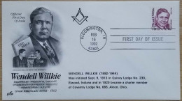 Wendell Willkie, Quincy Lodge No 230, King George VI, Freemasonry, Masonic Very Limited Only 100 Cover Made With Signed - Francmasonería