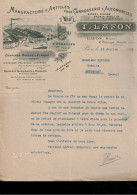 18) Ancienne Papier à Entête Manufacture D'articles Pour Carrosserie & Automobiles -T.Lafon - Paris - 1912. - 1900 – 1949