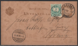 Hungary, 1895, 2 Kr Postcard, Uprated By 3 Kr, Brasso To Zürich - Covers & Documents