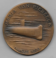 Superbe Médaille De Bronze Commémorative Du Sous-marin Maria Van Riebeeck 75mm Poids 165 G - Graveur G. GUIRAUD - Frankrijk