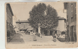 Villié Morgon 69 Carte Non Timbrée Circulée La Place De La Fontaine Le Monument Et La Rue Et La Place Tres Tres Animées - Villie Morgon