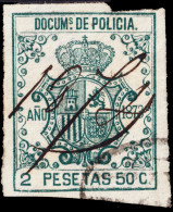 ESPAGNE / ESPANA - COLONIAS (Cuba & Puerto-Rico) 1873 "DOCUMENTOS DE POLICIA" Fulcher 334 2,5 P Verde Inutilizado Pluma - Kuba (1874-1898)