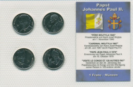 Kongo Kursmünzen 1 Franc 2004 Papst Johannes Paul II., KM 156/59, St, (m5737) - Congo (République Démocratique 1998)