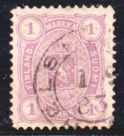 1875 Finland Used 1 M Violet Yvert 18 - Gebraucht