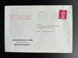 GREAT BRITAIN 1986 LETTER WETTER TO DORTMUND 22-10-1986 GROOT BRITTANNIE BRITISH FIELD POST FORCES POST OFFICE - Covers & Documents
