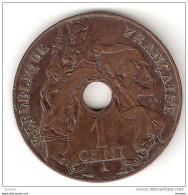 *indo-china 1 Cent 1931 Torch  Km 12.1  Vf+!!! Rare Coin Catalog Val. 110$ - Sonstige & Ohne Zuordnung