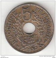 *indo-china 5 Cents 1930 Torch  Km18  Vf+ !!!!! - Altri & Non Classificati