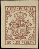ESPAGNE / ESPANA - COLONIAS (Cuba) 1877 "CUBA-POLICIA" Fulcher 455 50c Bister-amarillo - Nuevo** - Kuba (1874-1898)