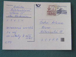 Czech Republic 1995 Stationery Postcard Hora Rip Mountain Sent Locally - Covers & Documents