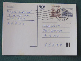 Czech Republic 1995 Stationery Postcard Hora Rip Mountain Sent Locally - Covers & Documents