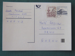 Czech Republic 1995 Stationery Postcard Hora Rip Mountain Sent Locally - Brieven En Documenten