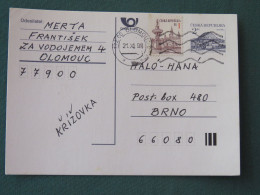 Czech Republic 1995 Stationery Postcard Hora Rip Mountain Sent Locally - Covers & Documents