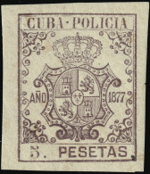 ESPAGNE / ESPANA - COLONIAS (Cuba) 1877 "CUBA-POLICIA" Fulcher 460 5 P Violeta-negro - Nuevo* - Kuba (1874-1898)