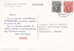 ZANZIBAR--1957 - Lettre De ZANZIBAR  Pour BERGERAC-24 (France).. Timbres...cachet Sur Carte Postale  Mouettes - Zanzibar (1963-1968)