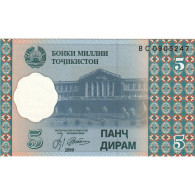 Billet, Tajikistan, 5 Diram, 1999, Undated, KM:11a, NEUF - Tayikistán