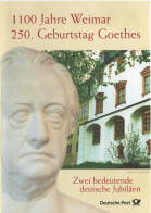 Germany Deutschland 1999 1100 Jahre Weimar, Kulturtadt Europas, 250. Geburtstag Goethes Goethe, Canceled In Berlin - 1991-2000