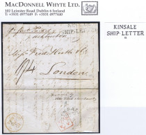 Ireland Cork Maritime 1844 Letter To London With KINSALE/SHIP LETTER, Ms "Forwarded By Coles, Bick & Reinhardt" - Vorphilatelie