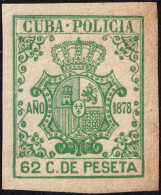 ESPAGNE / ESPANA - COLONIAS (Cuba) 1878 "CUBA-POLICIA" Fulcher 476 62c Verde - Sin Gomar - Kuba (1874-1898)
