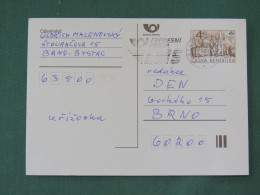 Czech Republic 1997 Stationery Postcard 4 Kcs "Prague 1998" Sent Locally From Brno, EMS Slogan - Cartas & Documentos