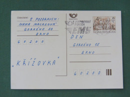 Czech Republic 1997 Stationery Postcard 4 Kcs "Prague 1998" Sent Locally From Brno, EMS Slogan - Covers & Documents