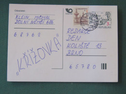 Czech Republic 1997 Stationery Postcard 3 + 1 Kcs Sent Locally - Lettres & Documents