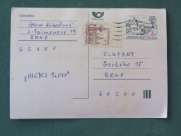 Czech Republic 1997 Stationery Postcard 3 + 1 Kcs Sent Locally - Covers & Documents