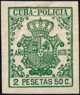 ESPAGNE / ESPANA - COLONIAS (Cuba) 1878 "CUBA-POLICIA" Fulcher 478 2,50 P Verde - Sin Gomar - Cuba (1874-1898)