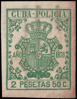 ESPAGNE / ESPANA - COLONIAS (Cuba) 1878 "CUBA-POLICIA" Fulcher 478 2,50 P Verde - Nuevo Con Goma - Cuba (1874-1898)