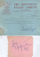 Travis Kemp Of Molly Antique 1950 Ballet Company Hand Signed Letter - Cantantes Y Musicos