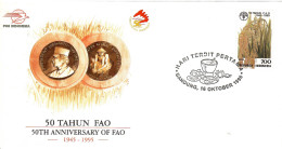 Indonesia 1995, 50th Anniversary Of FAO, FDC - Indonésie