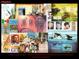 LOTES EN OFERTA. CUBA MINT. 1980-2019 LOTE DE 50 HOJAS BLOQUES & MINIPLIEGOS DIFERENTES MNH - Blocs-feuillets