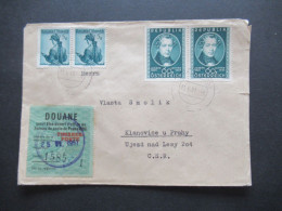 Österreich 1951 Nr.964 (2) MiF Mit Trachten Leoben In Die CSR Mit Fiskalmarke ?! / Douane Timbre Poste Praha - Cartas & Documentos